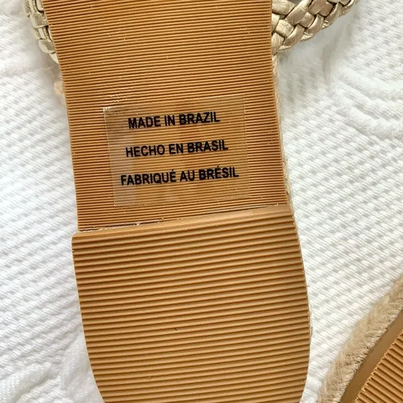NEW Anthropologie Guilhermina Gold Woven Espadrille Sandal 37