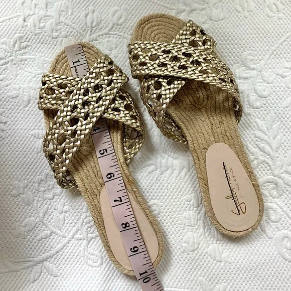 NEW Anthropologie Guilhermina Gold Woven Espadrille Sandal 37