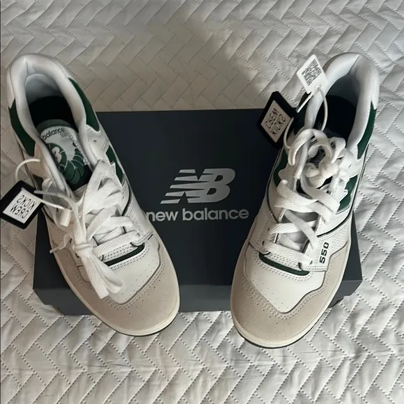 New Balance 550 White and Green Sneakers