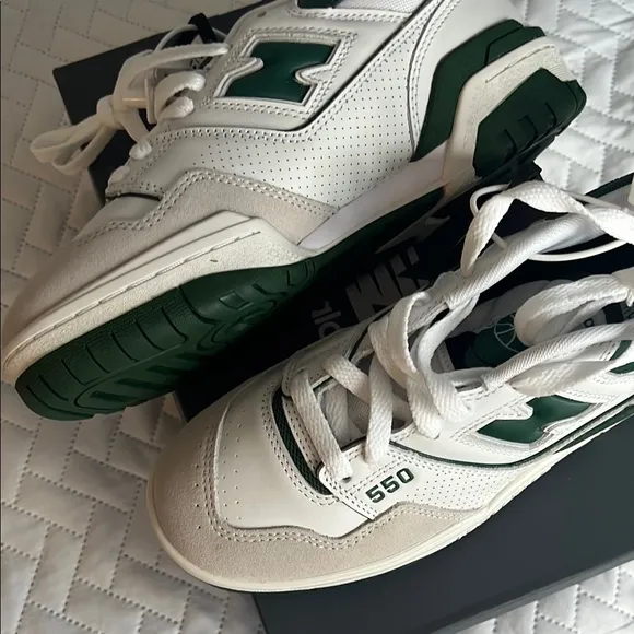 New Balance 550 White and Green Sneakers