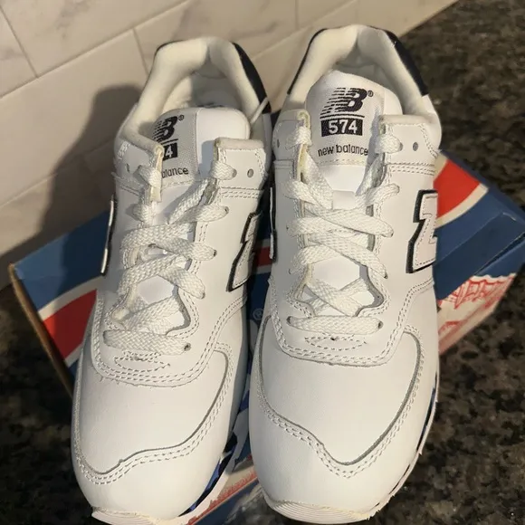 New Balance Kids' White and Blue Sneakers