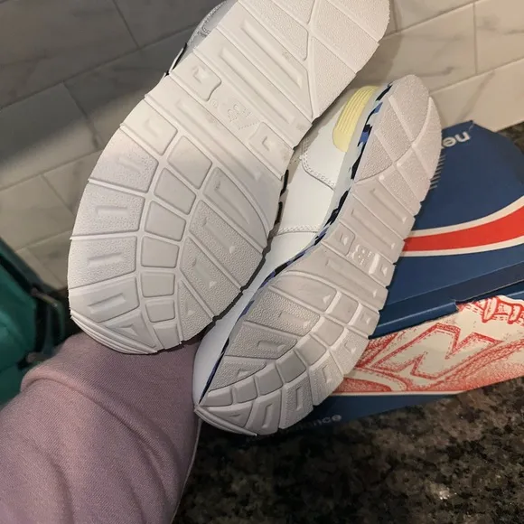 New Balance Kids' White and Blue Sneakers