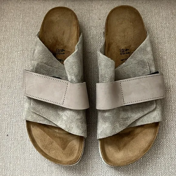 NEW Birkenstock Womens Kyoto Slide Sandals Taupe Size 41 / 10