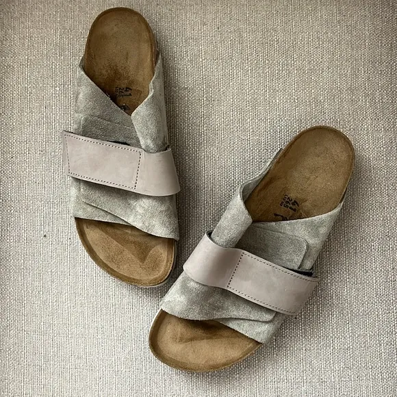 NEW Birkenstock Womens Kyoto Slide Sandals Taupe Size 41 / 10