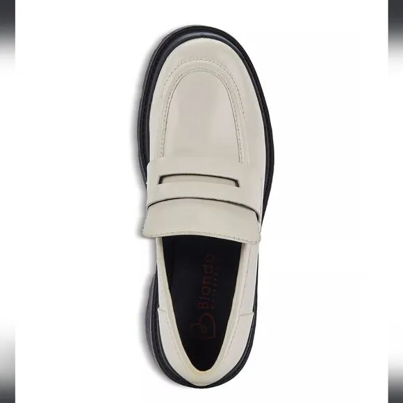New Blondo Women's School Loafers white leather chunky Sole and heel size 9.5