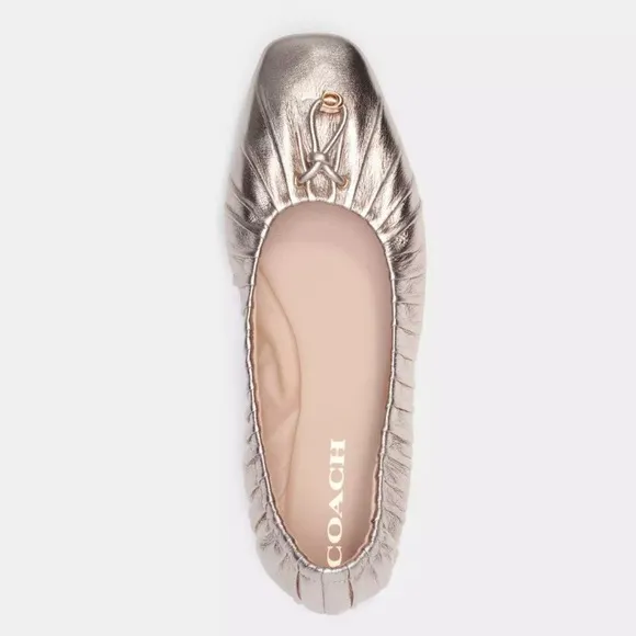 NEW Coach Eleanor Metallic Leather Ballet Flats