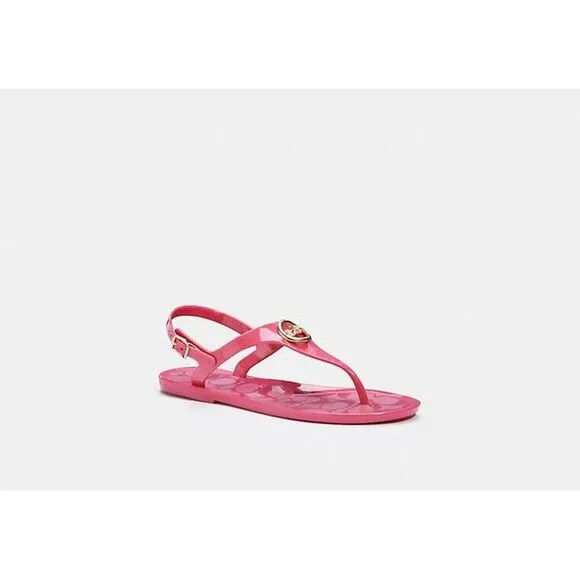 New Coach Nicolle Jelly Thong Sandals Pink Fuchsia Women's Size 5