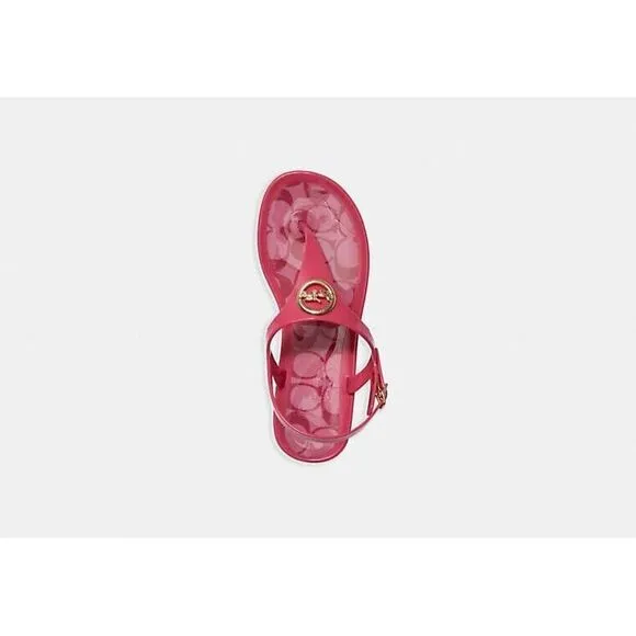 New Coach Nicolle Jelly Thong Sandals Pink Fuchsia Women's Size 5