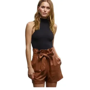 NEW Commando High Waisted Faux Leather Paperbag Shorts Brown Women's Size XL