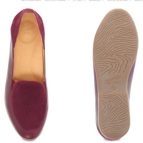 new Dansko Wine Glazed Leather Lace Women's Loafers 253