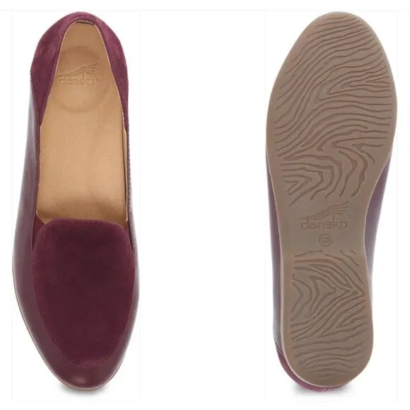 new Dansko Wine Glazed Leather Lace Women's Loafers 253