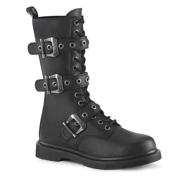 NEW Demonia Bolt 330 Faux Vegan leather edgy goth style buckle boots Size 8