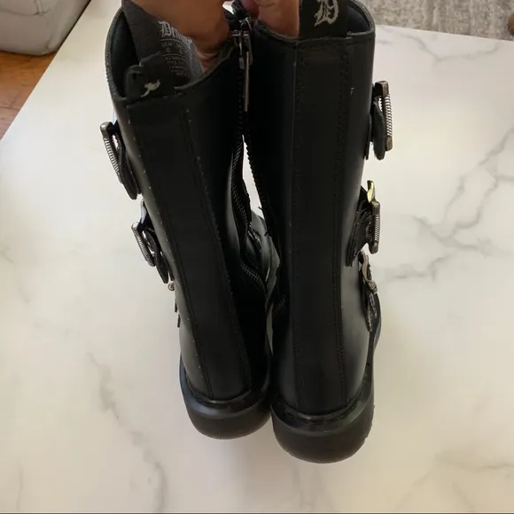 NEW Demonia Bolt 330 Faux Vegan leather edgy goth style buckle boots Size 8