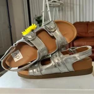 NEW Dolce Vita Metallic Silver Velcro Sandals - Size 8