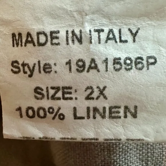 New Francesca Bettini 100% Linen Midi Dress Size 2X Gray Boho Babydoll Dress
