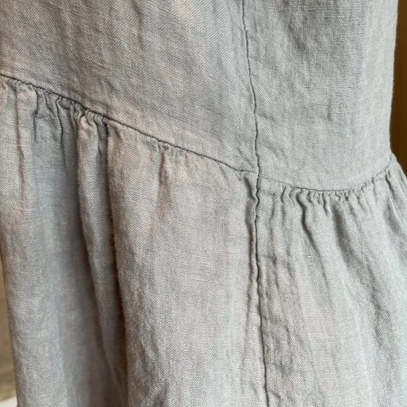 New Francesca Bettini 100% Linen Midi Dress Size 2X Gray Boho Babydoll Dress