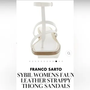 New Franco Sarto Sybil white strappy thong sandals sz 8.5 faux leather