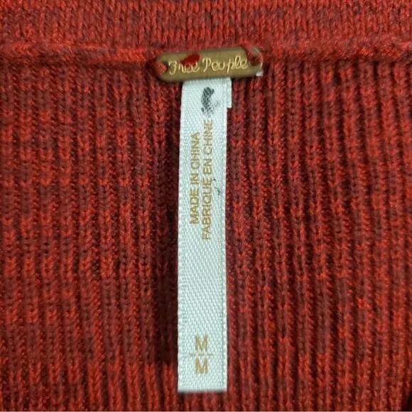 NEW Free People Golden Hour Midi Soft Knit Sweater Red Side Slit Skirt Medium