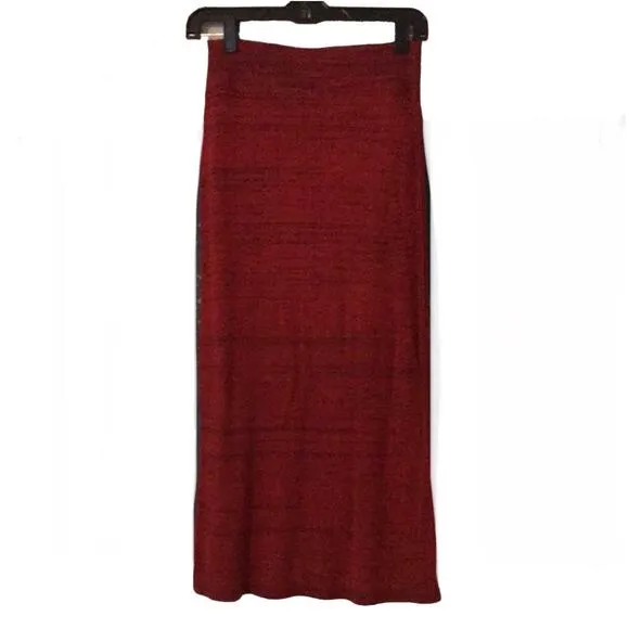 NEW Free People Golden Hour Midi Soft Knit Sweater Red Side Slit Skirt Medium