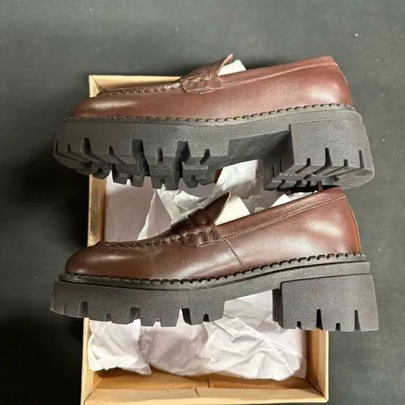 New Free People Lyra Lug Sole Chunky Loafers 36 Hot Fudge Brown