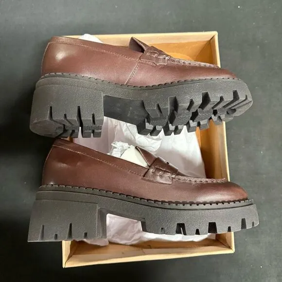New Free People Lyra Lug Sole Chunky Loafers 36 Hot Fudge Brown