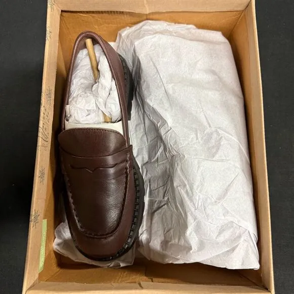 New Free People Lyra Lug Sole Chunky Loafers 36 Hot Fudge Brown