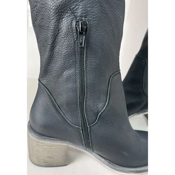 New Free People Women’s Essential Black Knee-High Leather Boots ~Size 38, US 7.5