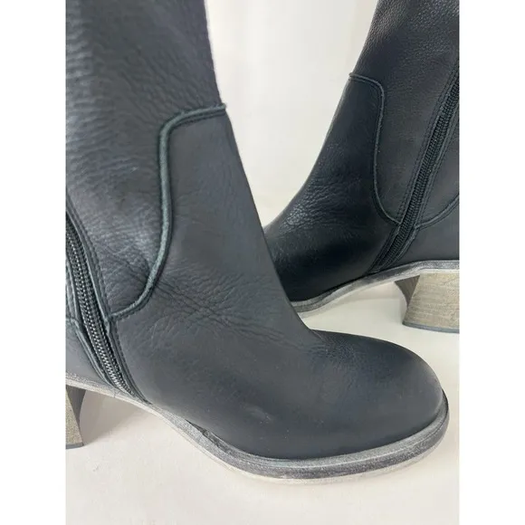 New Free People Women’s Essential Black Knee-High Leather Boots ~Size 38, US 7.5