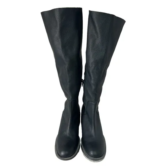 New Free People Women’s Essential Black Knee-High Leather Boots ~Size 38, US 7.5