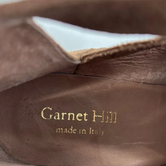 New Garnett Hill Mia Buckle Booties Stacked Heel Zip Almond Toe Brown 9.5