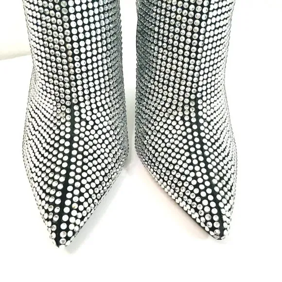 NEW Gianni Bini Gabor Two Sz 8M Rhinestone Pointed Toe Tall Wedge Boots