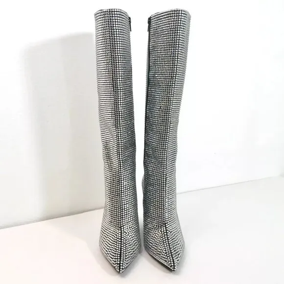 NEW Gianni Bini Gabor Two Sz 8M Rhinestone Pointed Toe Tall Wedge Boots