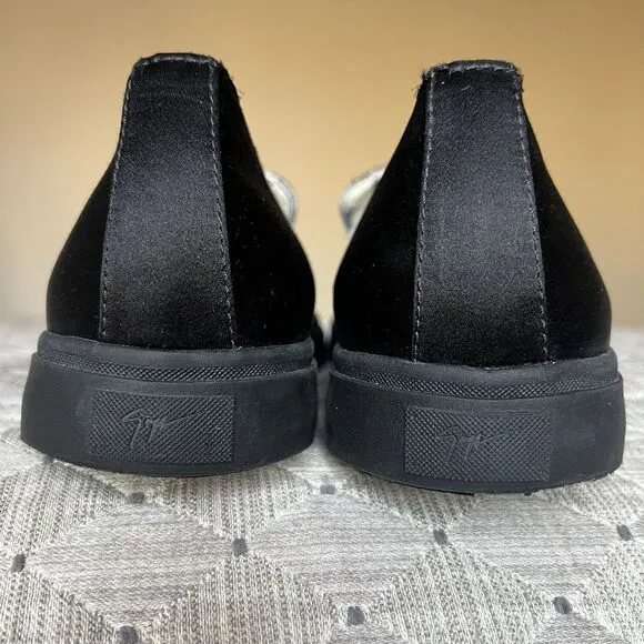 NEW Giuseppe Zanotti La Perla Black Satin Trainer Sneaker Loafer Men EU 44 US 11