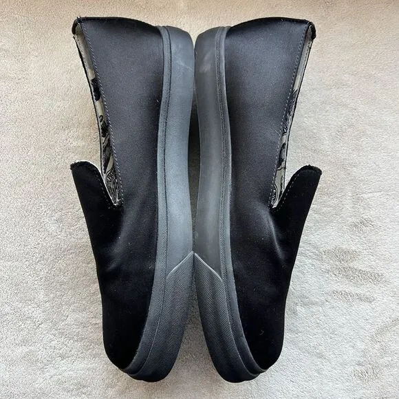 NEW Giuseppe Zanotti La Perla Black Satin Trainer Sneaker Loafer Men EU 44 US 11
