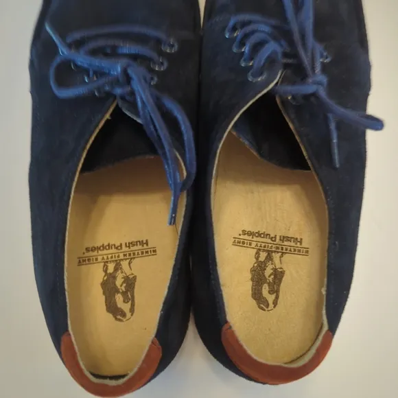 New Hush Puppies Braccos Lace Up Suede Low Platform Sole Loafers Size 12W Blue