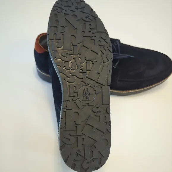 New Hush Puppies Braccos Lace Up Suede Low Platform Sole Loafers Size 12W Blue