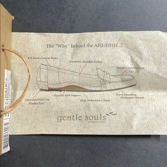 New in Box Gentle Souls Double Bet Soft Leather Flats Shoes w/ Expandable Strap