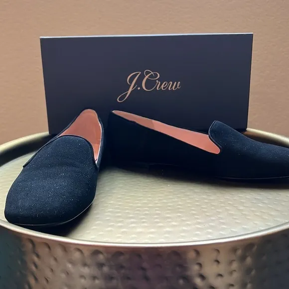 NEW J.Crew Smoking Slipper Loafers in Black Suede