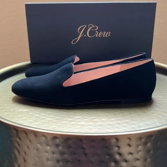 NEW J.Crew Smoking Slipper Loafers in Black Suede