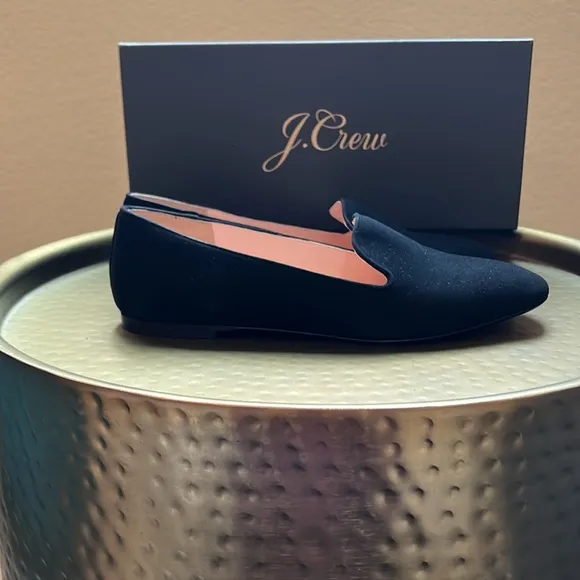 NEW J.Crew Smoking Slipper Loafers in Black Suede