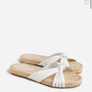New J.Crew Spain Knotted Espadrilles Slides Leather Jute White Cream Boho Size 8