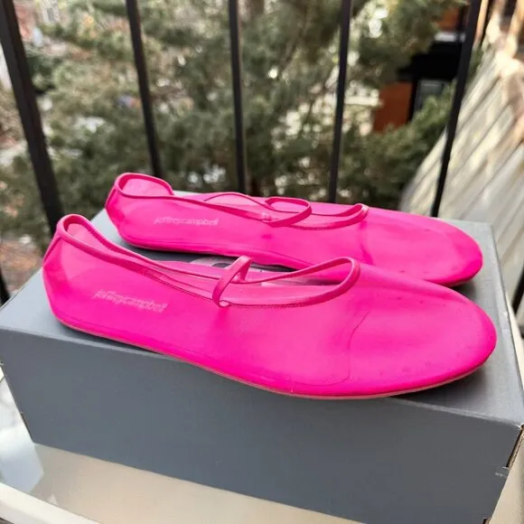 New Jeffrey Campbell Swan Lake Moira Mesh Flats Ballet Shoes Pink Fuchsia