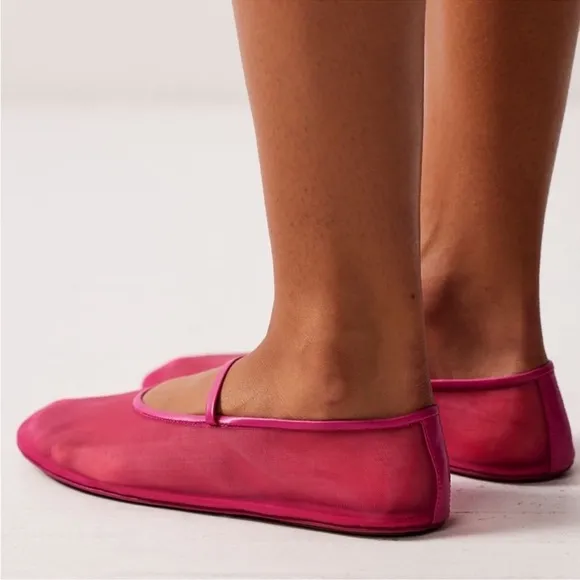 New Jeffrey Campbell Swan Lake Moira Mesh Flats Ballet Shoes Pink Fuchsia