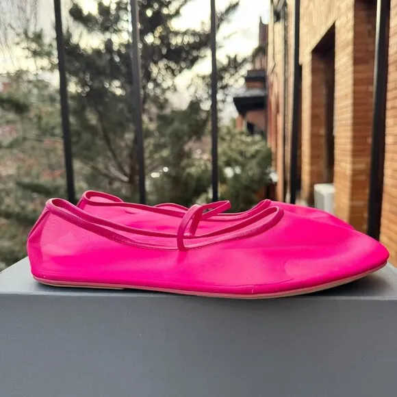 New Jeffrey Campbell Swan Lake Moira Mesh Flats Ballet Shoes Pink Fuchsia
