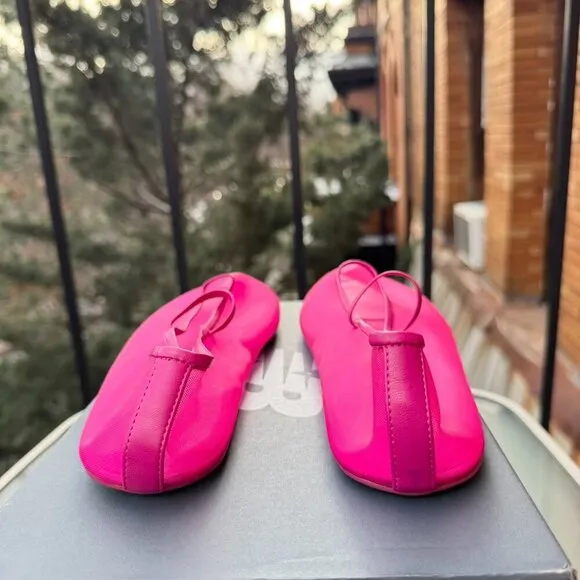 New Jeffrey Campbell Swan Lake Moira Mesh Flats Ballet Shoes Pink Fuchsia