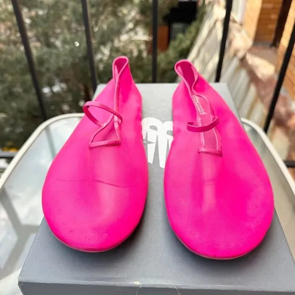 New Jeffrey Campbell Swan Lake Moira Mesh Flats Ballet Shoes Pink Fuchsia