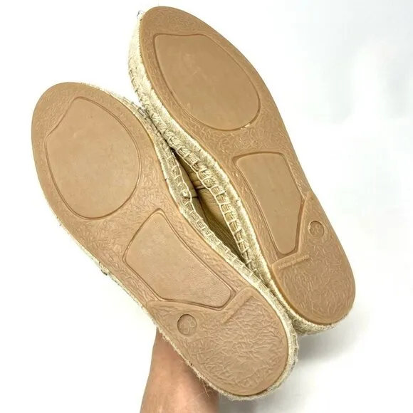 NEW Keira Tan Leather Gold Toe Cap Espadrilles Size 38 Made in Spain