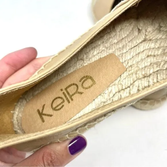 NEW Keira Tan Leather Gold Toe Cap Espadrilles Size 38 Made in Spain