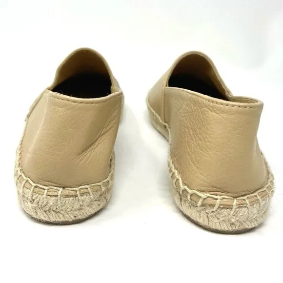 NEW Keira Tan Leather Gold Toe Cap Espadrilles Size 38 Made in Spain