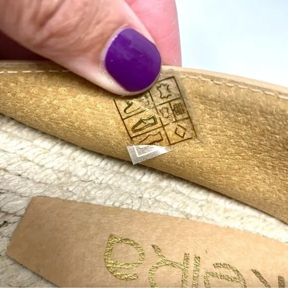 NEW Keira Tan Leather Gold Toe Cap Espadrilles Size 38 Made in Spain